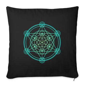 Merkaba Géométrie sacrée - Housse de coussin décorative 45 x 45 cm - noir - Devant