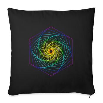 Sacred Geometry Spiral Rainbow - Sofa pillowcase 17,3'' x 17,3'' (45 x 45 cm) - black - Front
