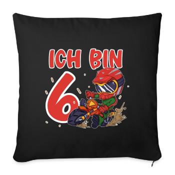 Ich Bin 6 Motocross - Sofakissenbezug 45 x 45 cm - Schwarz - Vorne