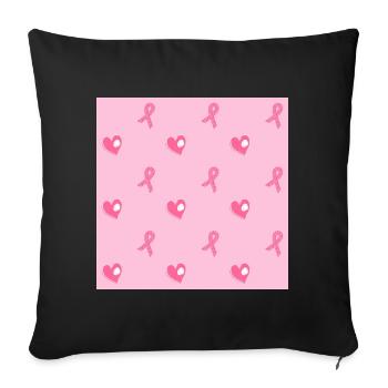 Pink Hearts and Ribbons Pattern - Sofa pillowcase 17,3'' x 17,3'' (45 x 45 cm) - black - Front