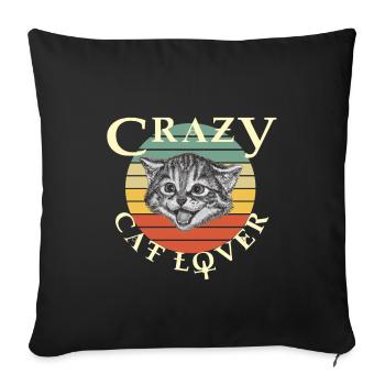 Amant de chat fou - Housse de coussin décorative 45 x 45 cm - noir - Devant