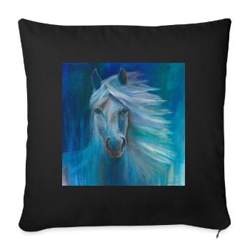Aragon, pferd, paard, horse, Caballo, cheval - Sofakissenbezug 45 x 45 cm - Schwarz - Vorne