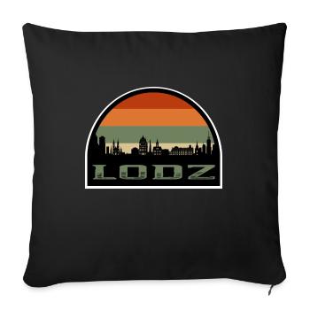 Lodz Pologne Skyline Silhouette Drapeau Polonais Voyage - Housse de coussin décorative 45 x 45 cm - noir - Devant