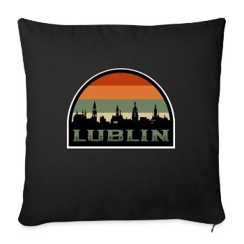 Lublin Pologne Skyline Voyage Drapeau Polonais Souvenirs - Housse de coussin décorative 45 x 45 cm - noir - Devant