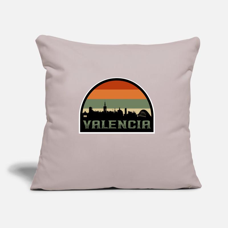 Valence Espagne Skyline Silhouette Drapeau Espagnol Housse de coussin décorative 45 x 45 cm