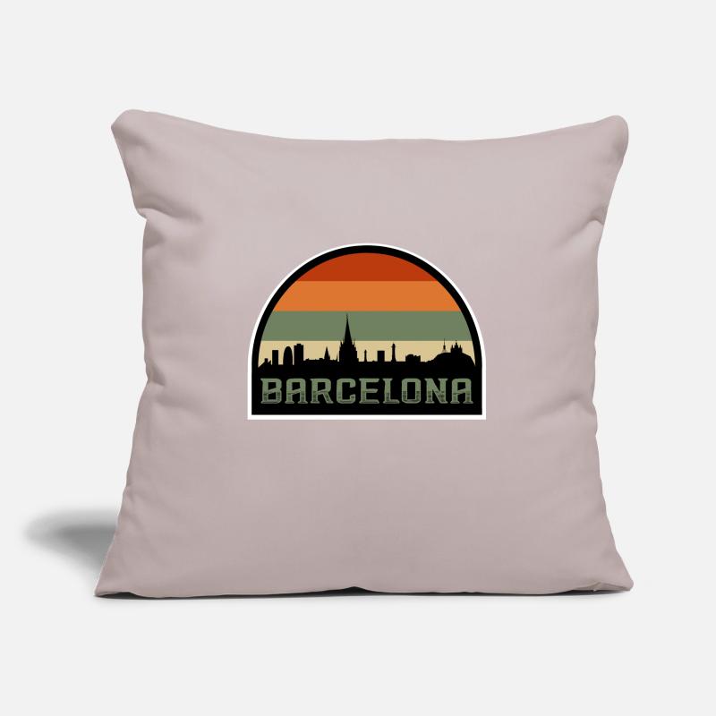 Barcelone Espagne Skyline Silhouette Drapeau Espagnol Housse de coussin décorative 45 x 45 cm