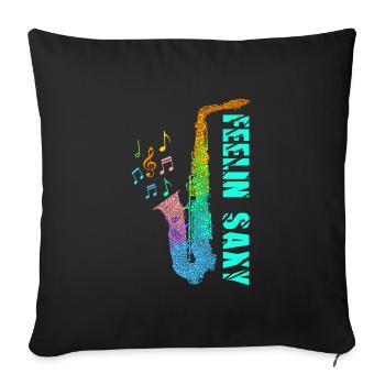 Feelin Saxy Saxophon - Sofakissenbezug 45 x 45 cm - Schwarz - Vorne
