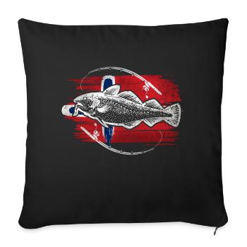 Norway fishing cod - Sofa pillowcase 17,3'' x 17,3'' (45 x 45 cm) - black - Front