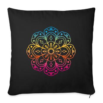 Rainbow yoga soul mandala blossom India ornament - Sofa pillowcase 17,3'' x 17,3'' (45 x 45 cm) - black - Front