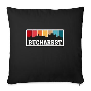 Bucharest Romania Travel Souvenir Skyline Landmark - Sofa pillowcase 17,3'' x 17,3'' (45 x 45 cm) - black - Front