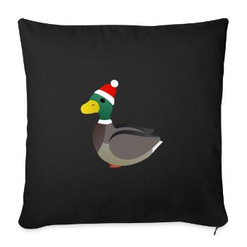 Canard Noël hiver - Housse de coussin décorative 45 x 45 cm - noir - Devant