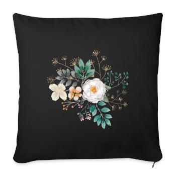 Bouquet de fleurs - Housse de coussin décorative 45 x 45 cm - noir - Devant