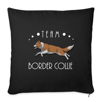 Team Border Collie - EE Red - Sofa pillowcase 17,3'' x 17,3'' (45 x 45 cm) - black - Front