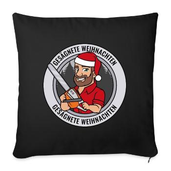 Gesägnete Weihnachten Holzfäller Santa Kettensäge - Sofakissenbezug 45 x 45 cm - Schwarz - Vorne