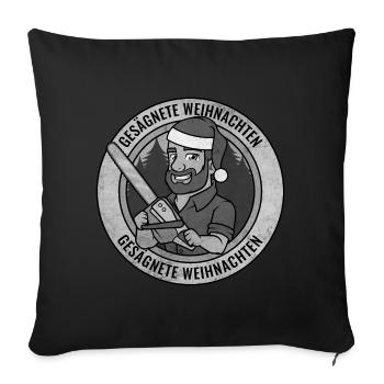 Gesägnete Weihnachten Santa Holzfäller Kettensäge - Sofakissenbezug 45 x 45 cm - Schwarz - Vorne