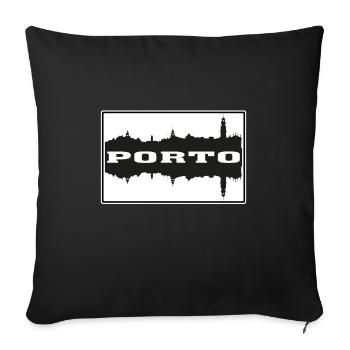 Porto Portugal Travel Souvenir Skyline Silhouette - Sofa pillowcase 17,3'' x 17,3'' (45 x 45 cm) - black - Front