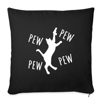 Chat drôle avec des fusils animaux drôles - Housse de coussin décorative 45 x 45 cm - noir - Devant