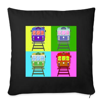 Tram, tram pop art - Sofa pillowcase 17,3'' x 17,3'' (45 x 45 cm) - black - Front