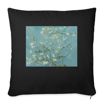 Almond blossoms - Sofa pillowcase 17,3'' x 17,3'' (45 x 45 cm) - black - Front