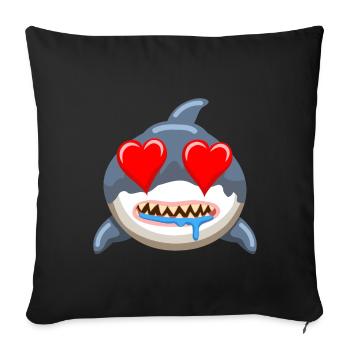Funny Shark Whale Emoticon Anime Cartoon - Sofa pillowcase 17,3'' x 17,3'' (45 x 45 cm) - black - Front