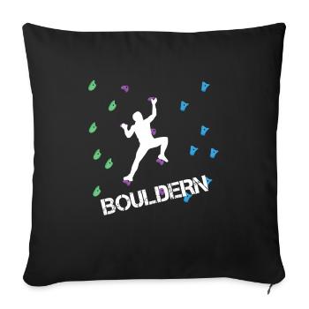 Bouldern Klettern Kletterer - Sofakissenbezug 45 x 45 cm - Schwarz - Vorne
