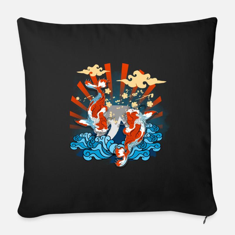 Koi Karpfen Goldfisch Japan - Sofakissenbezug 45 x 45 cm - Schwarz