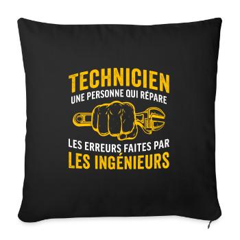 Cadeau pour un Technicien - Housse de coussin décorative 45 x 45 cm - noir - Devant