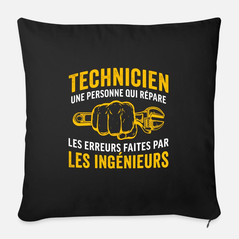 Cadeau pour un Technicien - Housse de coussin décorative 45 x 45 cm - noir