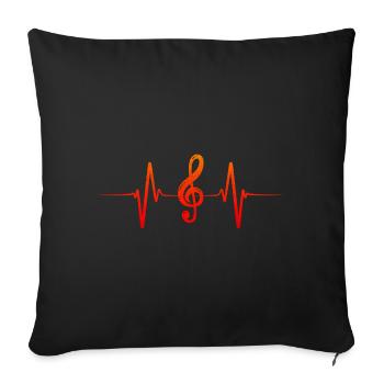 Music Is Life - Music Heartbeat - Sofa pillowcase 17,3'' x 17,3'' (45 x 45 cm) - black - Front