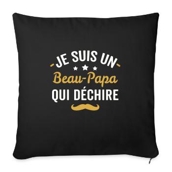 je suis un beau papa qui déchire - Housse de coussin décorative 45 x 45 cm - noir - Devant