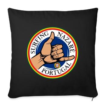 Surfing Nazaré Portugal - Housse de coussin décorative 45 x 45 cm - noir - Devant