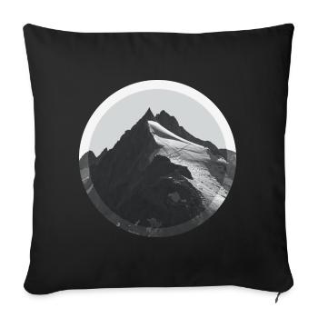Montagnes - randonnée - escalade - montagnes - glaciers - Housse de coussin décorative 45 x 45 cm - noir - Devant