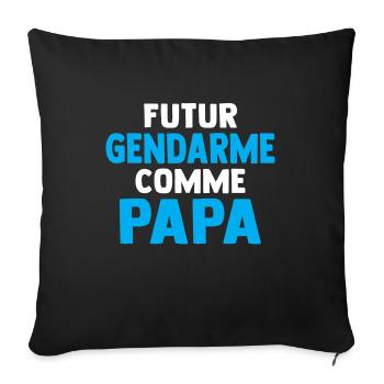 Body bébé futur gendarme comme papa - Housse de coussin décorative 45 x 45 cm - noir - Devant