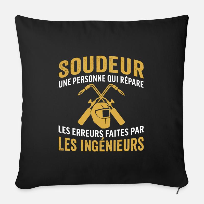 Cadeau pour un soudeur - Housse de coussin décorative 45 x 45 cm - noir