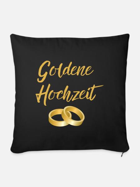 Goldene Hochzeit Eheringe golden Hochzeittag Segen - Sofakissenbezug 45 x 45 cm - Schwarz