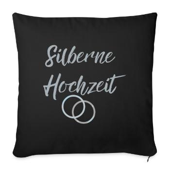 Silberne Hochzeit Eheringe silber 25 Hochzeitstag - Sofakissenbezug 45 x 45 cm - Schwarz - Vorne
