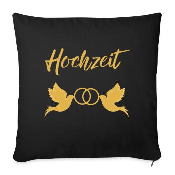 Hochzeit halten Taubenpaar Eheringe golden Heirat - Sofakissenbezug 45 x 45 cm - Schwarz - Vorne