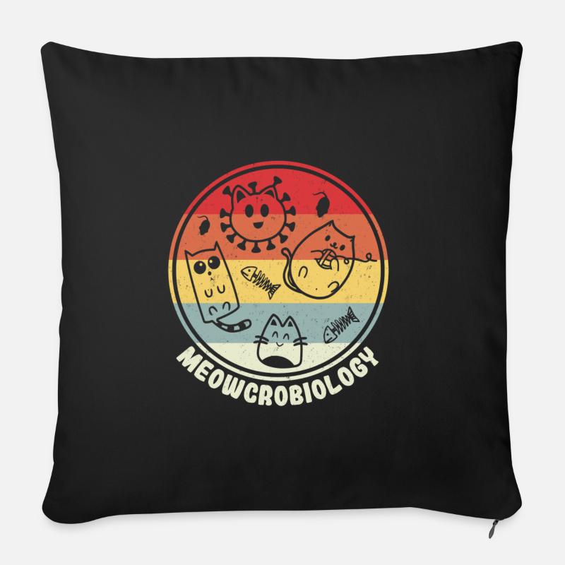 Science Cat Meowcrobiology - Sofakissenbezug 45 x 45 cm - Schwarz