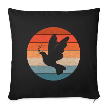 Paix colombe paix liberté amour rétro vintage - Housse de coussin décorative 45 x 45 cm - noir - Devant