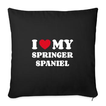 J'adore mon épagneul springer - Housse de coussin décorative 45 x 45 cm - noir - Devant