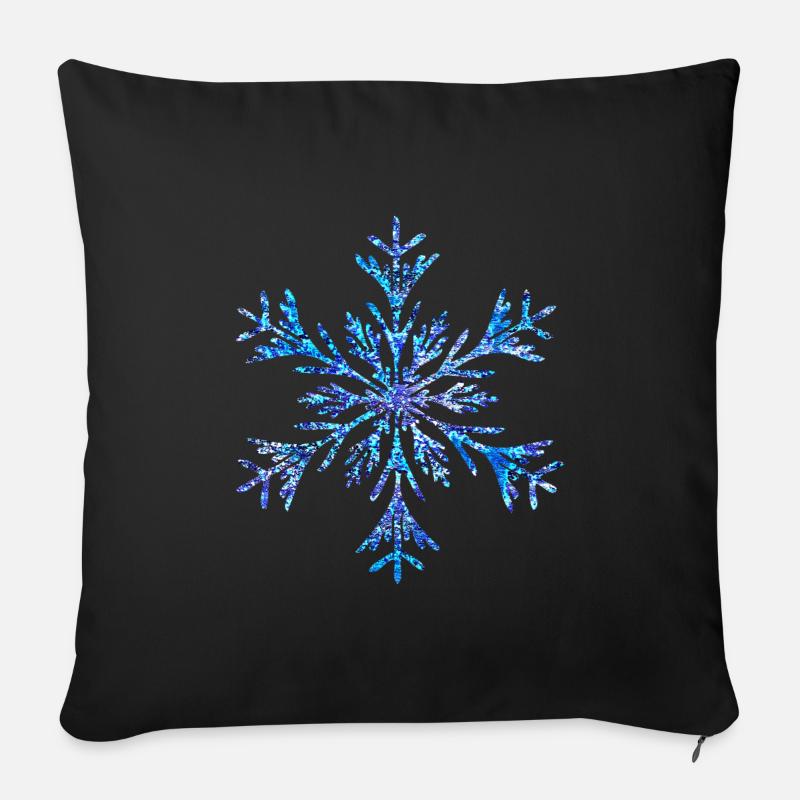 einzelne Schneeflocke - Sofakissenbezug 45 x 45 cm - Schwarz