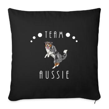 Team Aussie - Blue Merle (with tail) - Sofa pillowcase 17,3'' x 17,3'' (45 x 45 cm) - black - Front