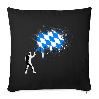 Drapeau bavarois Graffiti Éclaboussures de couleur - Housse de coussin décorative 45 x 45 cm - noir - Devant