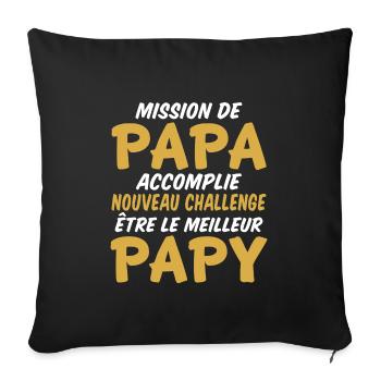 nouveau challenge être le meilleur papy - Housse de coussin décorative 45 x 45 cm - noir - Devant