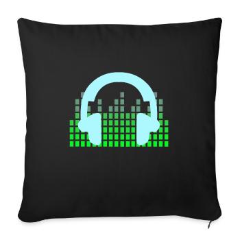 DJ Musique Disco Casque - Housse de coussin décorative 45 x 45 cm - noir - Devant