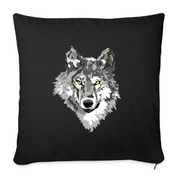 Loup noir - Housse de coussin décorative 45 x 45 cm - noir - Devant