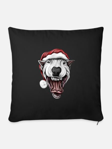 Bullterrier Santa - Sofakissenbezug 45 x 45 cm - Schwarz