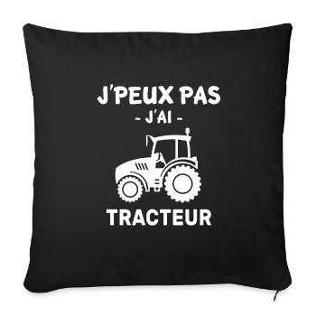 j'peux pas j'ai tracteur - Housse de coussin décorative 45 x 45 cm - noir - Devant
