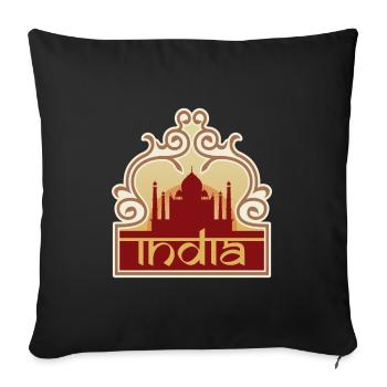 Inde Voyage Souvenir Autocollant Badge Drapeau Indien - Housse de coussin décorative 45 x 45 cm - noir - Devant