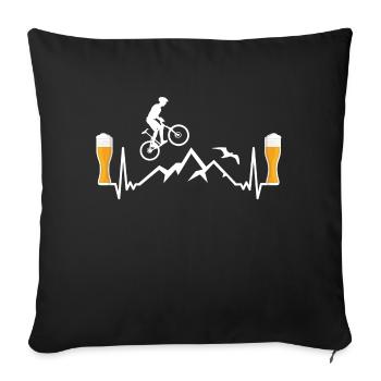 EKG mountain bike and wheat beer gift idea - Sofa pillowcase 17,3'' x 17,3'' (45 x 45 cm) - black - Front